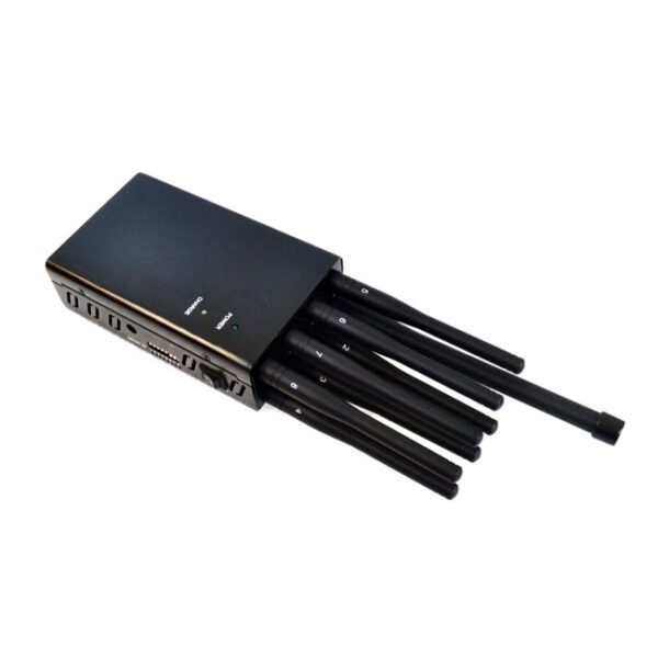 portable gsm 4g jammer with 8 antennas blocks gps wifi 3 signals